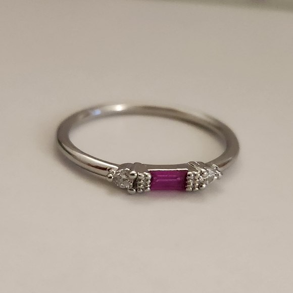 New 925 Silver Ruby Diamond Band Stacking Ring for Women - Picture 13 of 13